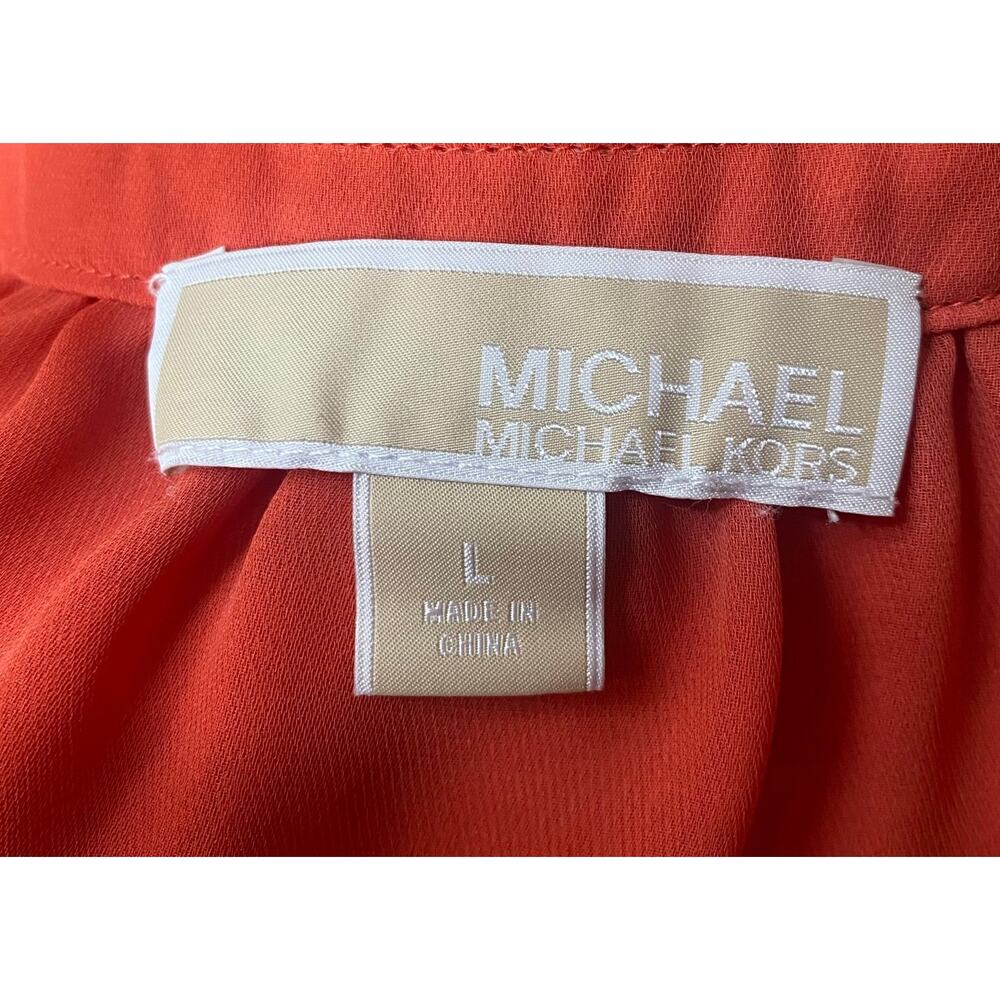 MICHAEL Michael Kors Women's Blouse, Orange Gold Studded, Long Sleeve, Size L - Picture 5 of 6
